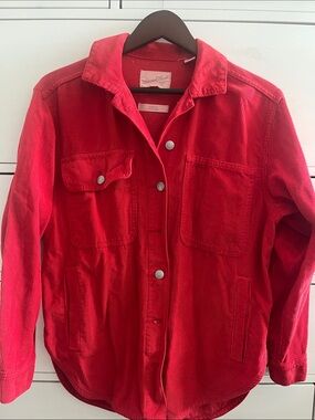 Women’s Red Corduroy Button-Front Jacket